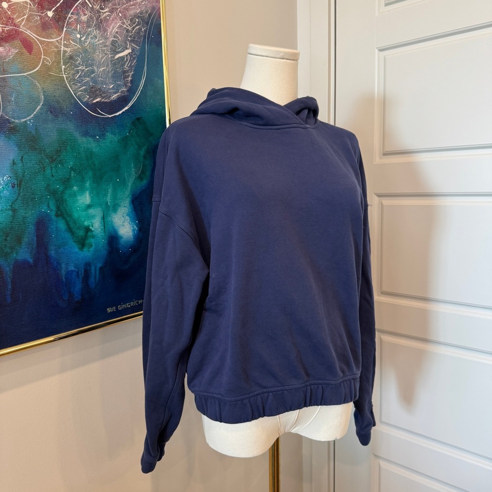 Lululemon Navy Blue Relaxed Fit Pullover Hoodie Elastic Hem Sweatshirt Medium